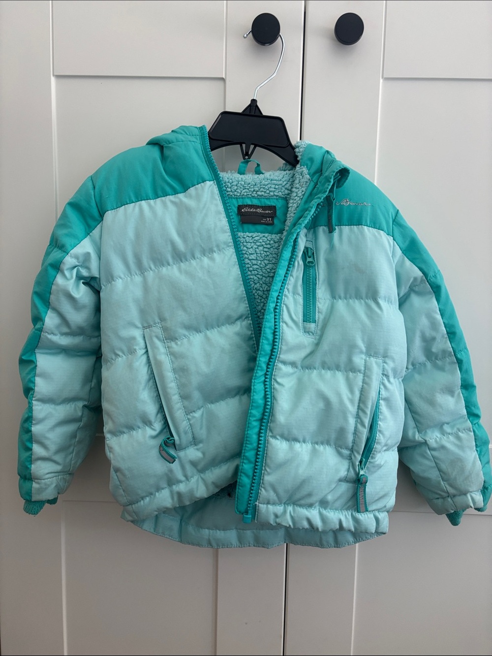 Eddie Bauer Two-Tone Teal Kids Puffer Jacket